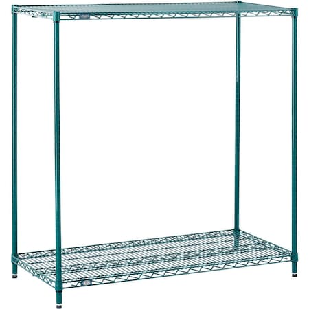 Nexel 2 Tier Wire Shelving Starter Unit, Poly-Green, 24W X 24D X 34H